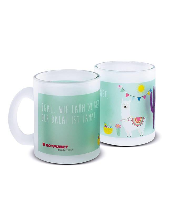 Lama-Tassen - 1x Milchglas / Motiv 2