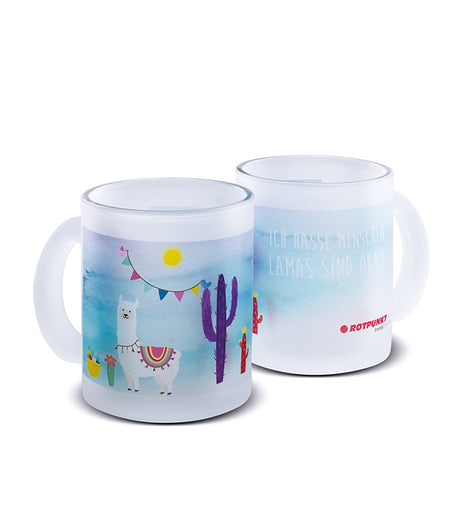 Lama-Tassen - 1x Milchglas / Motiv 3