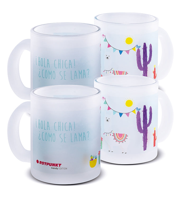 Lama-Tassen - 2x Milchglas / Motiv 4