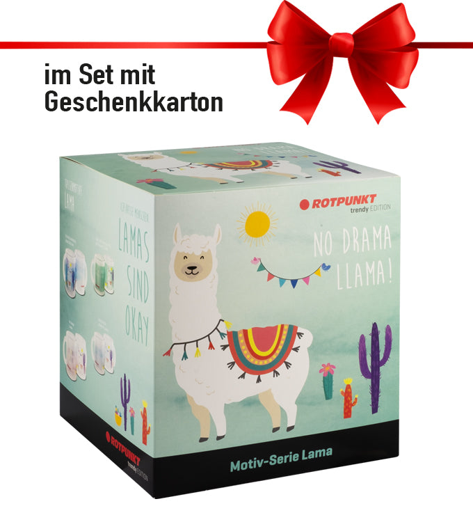 Lama-Set polar - mit 2 Milchglastassen / Motiv 1 und 3