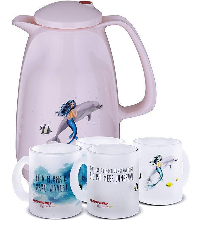 Meerjungfrau-Set cherry blossom - mit 2 Milchglastassen / Motiv 1 und 2