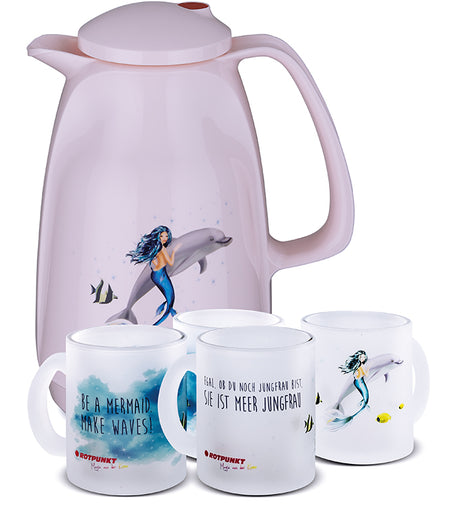 Meerjungfrau-Set cherry blossom - mit 2 Milchglastassen / Motiv 1 und 2