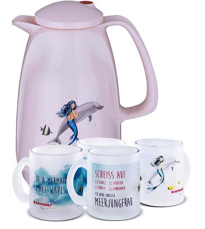 Meerjungfrau-Set cherry blossom - mit 2 Milchglastassen / Motiv 1 und 3