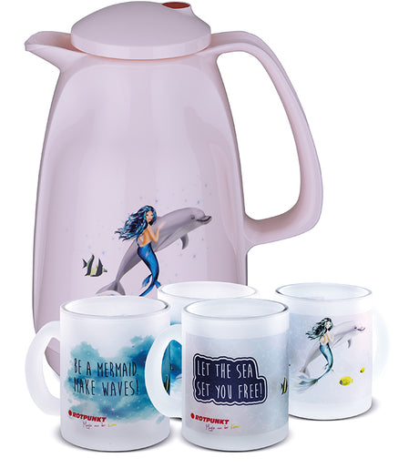 Meerjungfrau-Set cherry blossom - mit 2 Milchglastassen / Motiv 1 und 4