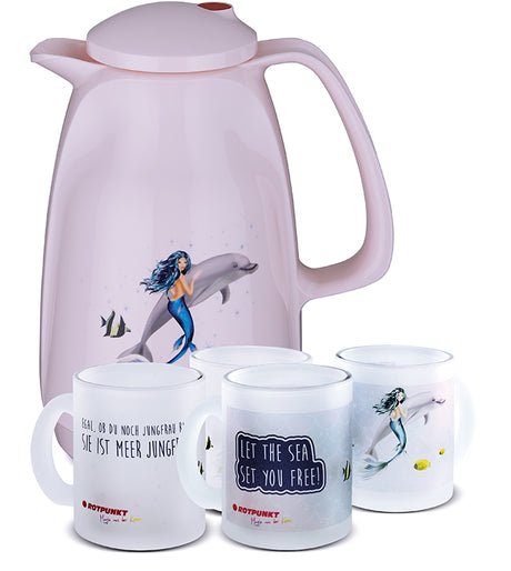 Meerjungfrau-Set cherry blossom - mit 2 Milchglastassen / Motiv 2 und 4