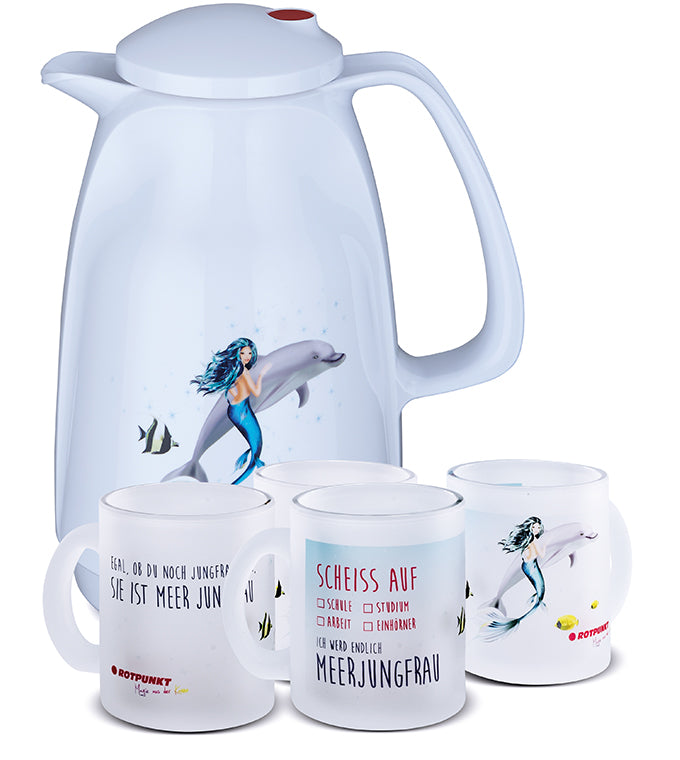 Meerjungfrau-Set polar - mit 2 Milchglastassen / Motiv 2 und 3