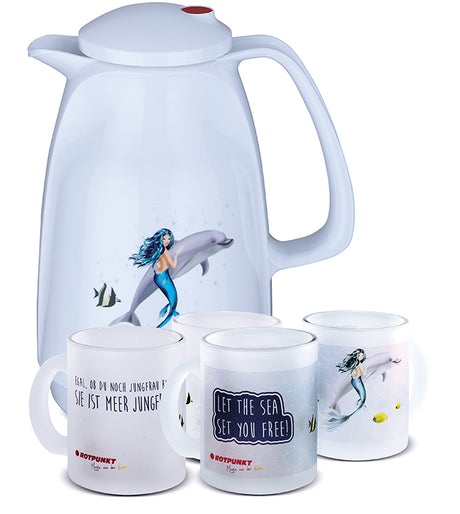 Meerjungfrau-Set polar - mit 2 Milchglastassen / Motiv 2 und 4