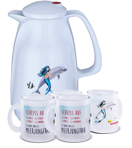 Meerjungfrau-Set polar - mit 2 Milchglastassen / Motiv 3