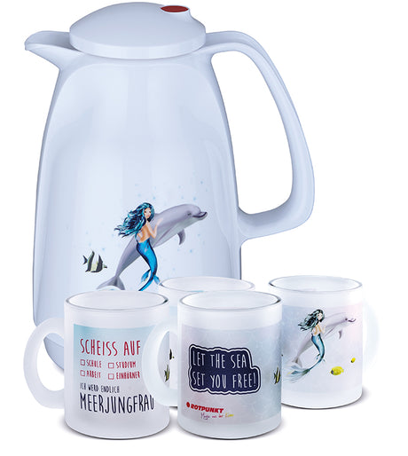 Meerjungfrau-Set polar - mit 2 Milchglastassen / Motiv 3 und 4
