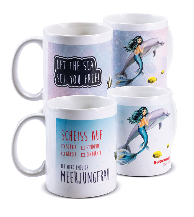 Meerjungfrau-Tassen - 2x Keramik / Motiv 3 und 4