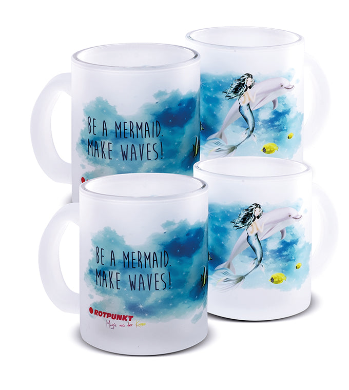 Meerjungfrau-Tassen - 2x Milchglas / Motiv 1