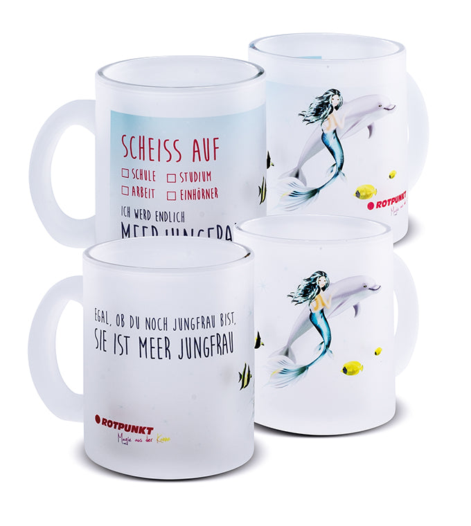 Meerjungfrau-Tassen - 2x Milchglas / Motiv 2 und 3