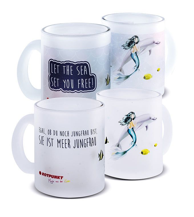 Meerjungfrau-Tassen - 2x Milchglas / Motiv 2 und 4