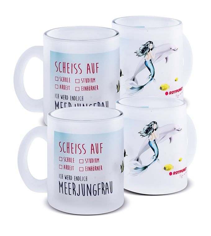 Meerjungfrau-Tassen - 2x Milchglas / Motiv 3