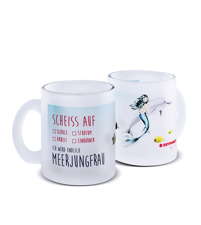 Meerjungfrau-Tassen - 1x Milchglas / Motiv 3