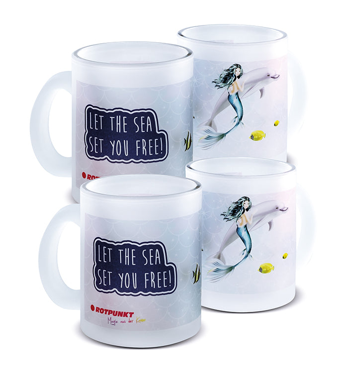 Meerjungfrau-Tassen - 2x Milchglas / Motiv 4
