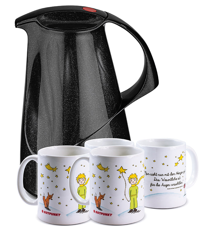 Set Der Prinz & sein Fuchs black - mit 2 Keramiktassen / Motiv 1