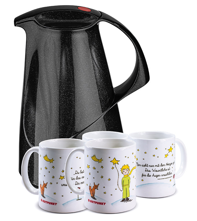 Set Der Prinz & sein Fuchs black - mit 2 Keramiktassen / Motiv 1 und 3