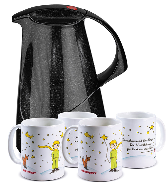 Set Der Prinz & sein Fuchs black - mit 2 Keramiktassen / Motiv 1 und 4