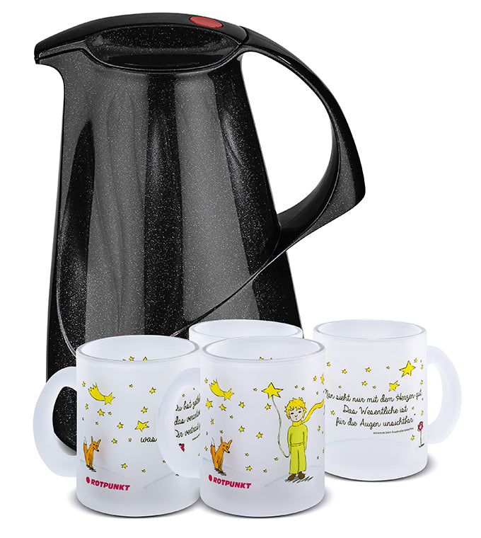 Set Der Prinz & sein Fuchs black - mit 2 Milchglastassen / Motiv 1 und 3