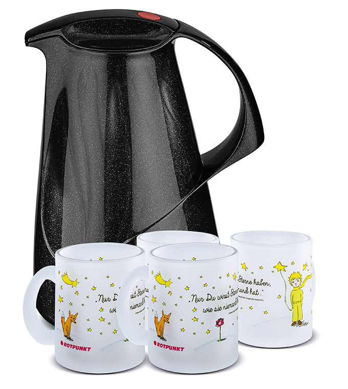 Set Der Prinz & sein Fuchs black - mit 2 Milchglastassen / Motiv 2