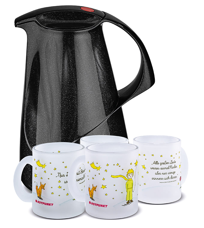 Set Der Prinz & sein Fuchs black - mit 2 Milchglastassen / Motiv 2 und 4