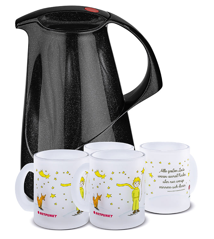 Set Der Prinz & sein Fuchs black - mit 2 Milchglastassen / Motiv 4