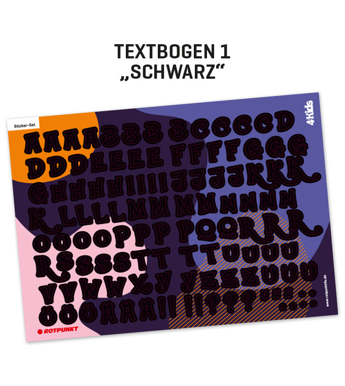 Kinderflasche „4 KIDS“ - Textbogen 1 schwarz