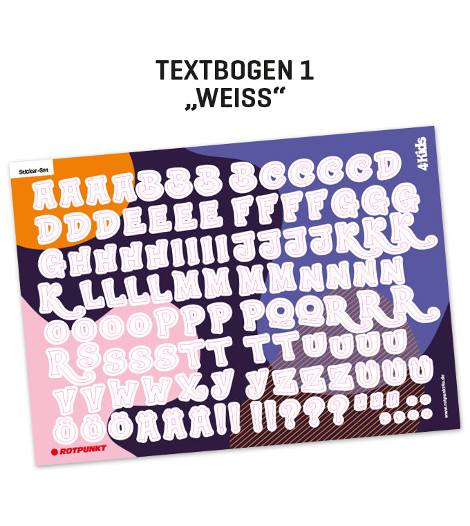 Kinderflasche „4 KIDS“ - Textbogen 1 weiss