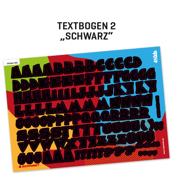 Kinderflasche „4 KIDS“ - Textbogen 2 schwarz
