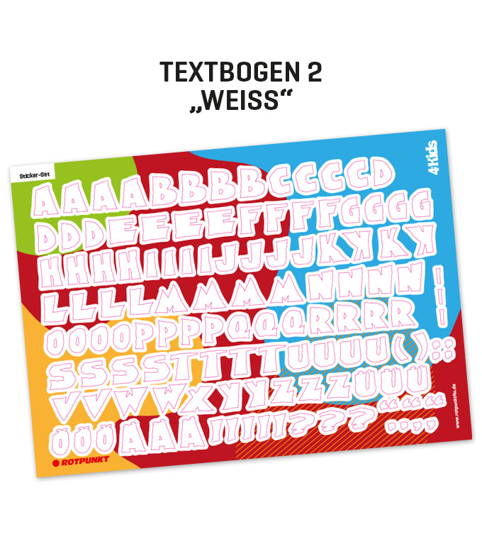 Kinderflasche „4 KIDS“ - Textbogen 2 weiss