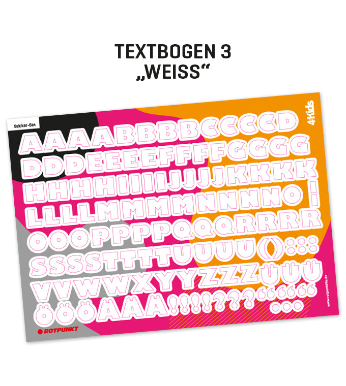 Kinderflasche „4 KIDS“ - Textbogen 3 weiss