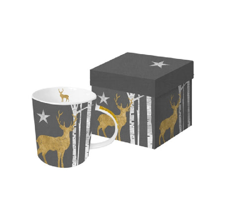 PAPERPRODUCTS DESIGN Trend Mug in rechteckiger Geschenkdose - Mystic Deer anthracite real gold