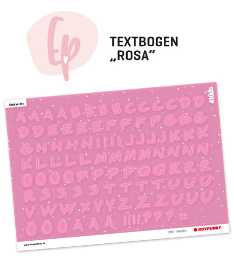 DEKORBÖGEN Kinderflasche „4 KIDS“ emmapünktchen - Textbogen rosa