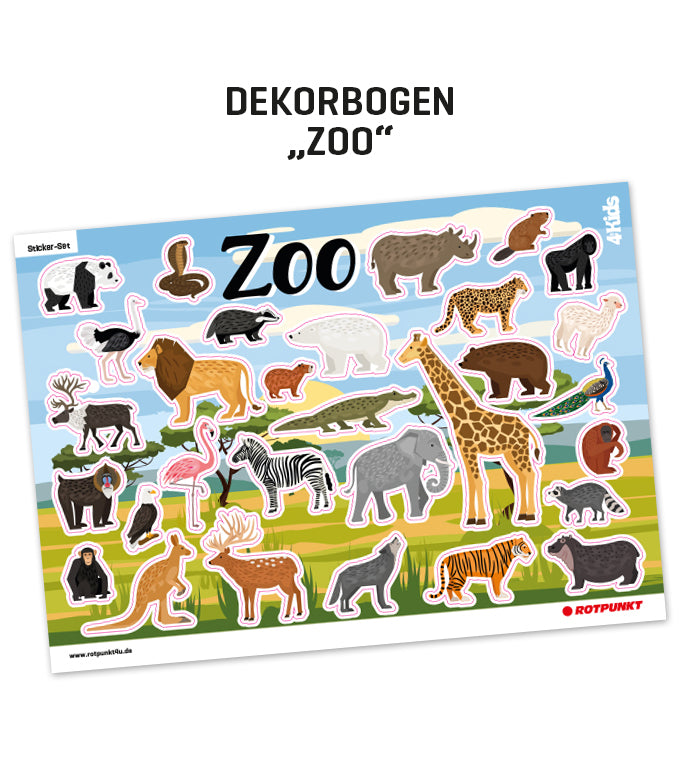 Kinderflasche „4 KIDS“ - Dekorbogen Zoo