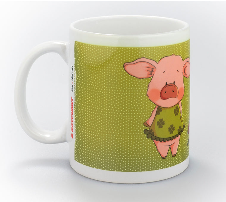 Tasse Glücksschweinchen - grün