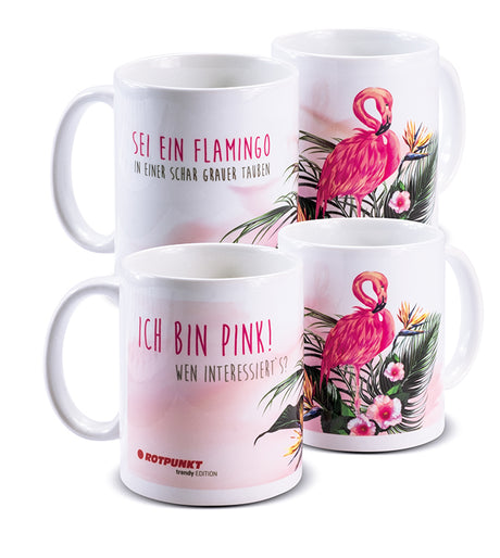 Flamingo-Tassen - 2x Keramik / Motiv 1 und 2