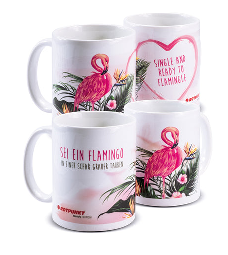 Flamingo-Tassen - 2x Keramik / Motiv 2 und 3