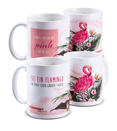 Flamingo-Tassen - 2x Keramik / Motiv 2 und 4