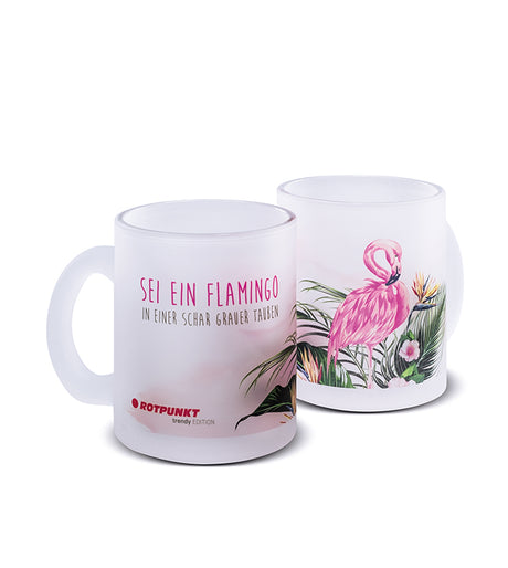 Flamingo-Tassen - 1x Milchglas / Motiv 2
