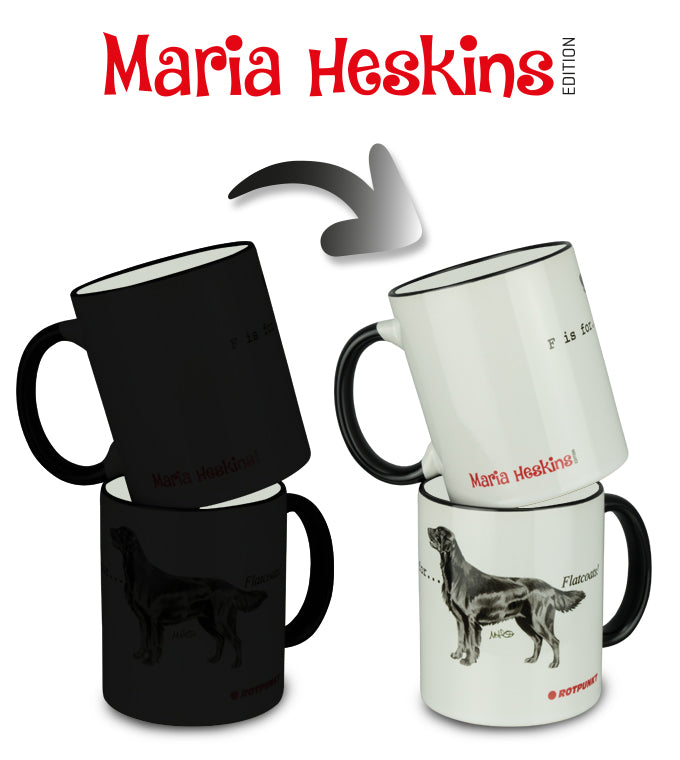 Tasse Maria Heskins Edition - Flat Coated Retriever schwarz | 2 Tassen Magie