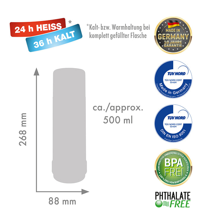 ARCHIV_Isolierflasche 40 MAX „Mein Ziel“ - 0,5 l | polar/electric cardinal