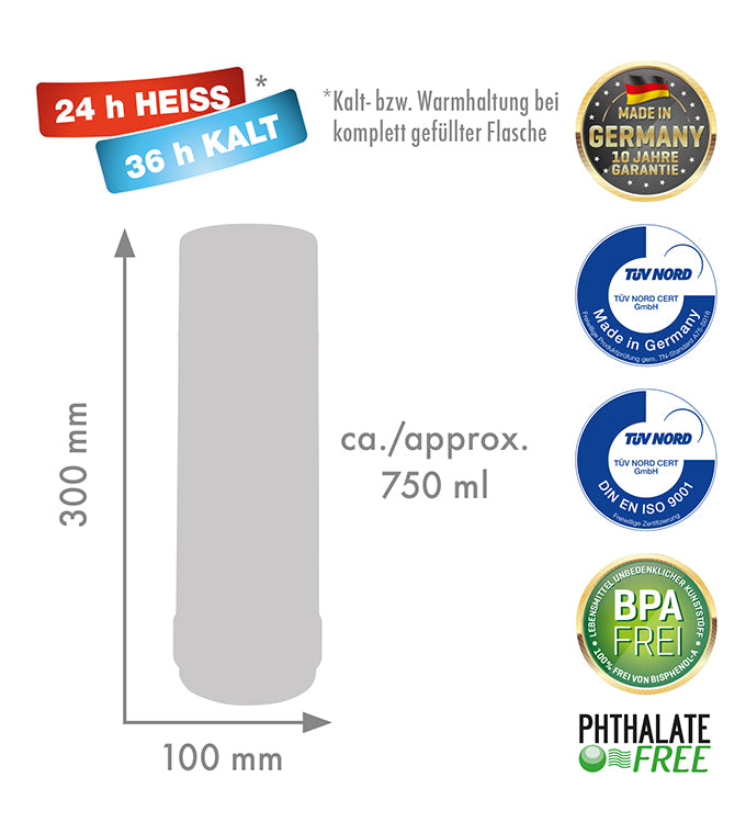 ARCHIV_Isolierflasche 40 MAX „Mein Ziel“ - 0,75 l | polar/electric cardinal