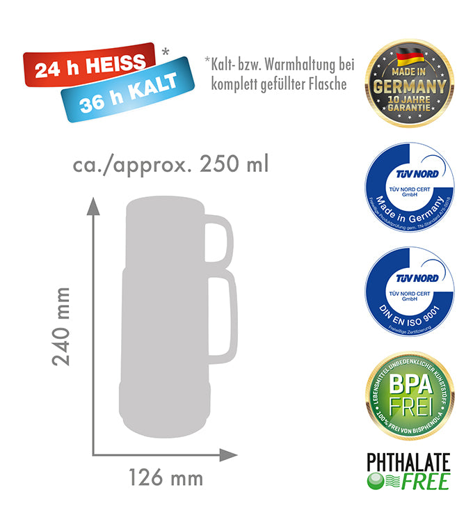 Isolierflasche 80 ANDREAS - 0,25 l | shiny aquamarin