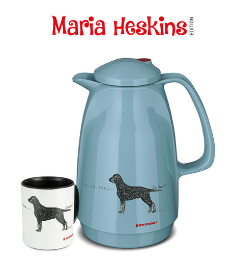 Set Maria Heskins Edition - Curly Coated Retriever | pearl grey | Set mit 1 Tasse