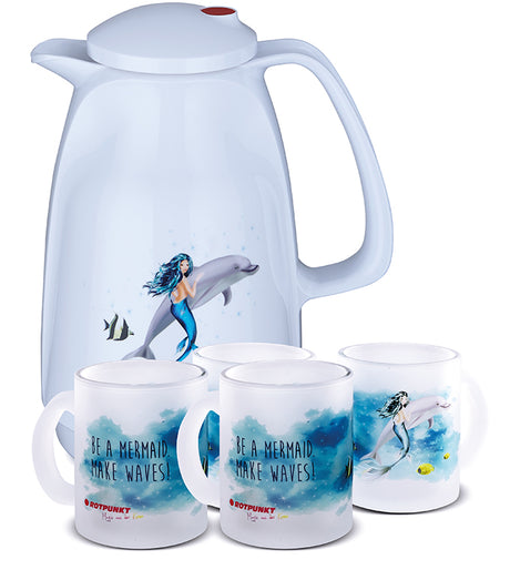 Meerjungfrau-Set polar - mit 2 Milchglastassen / Motiv 1