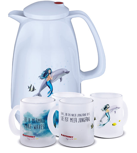 Meerjungfrau-Set polar - mit 2 Milchglastassen / Motiv 1 und 2