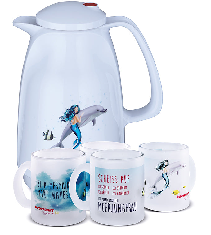Meerjungfrau-Set polar - mit 2 Milchglastassen / Motiv 1 und 3