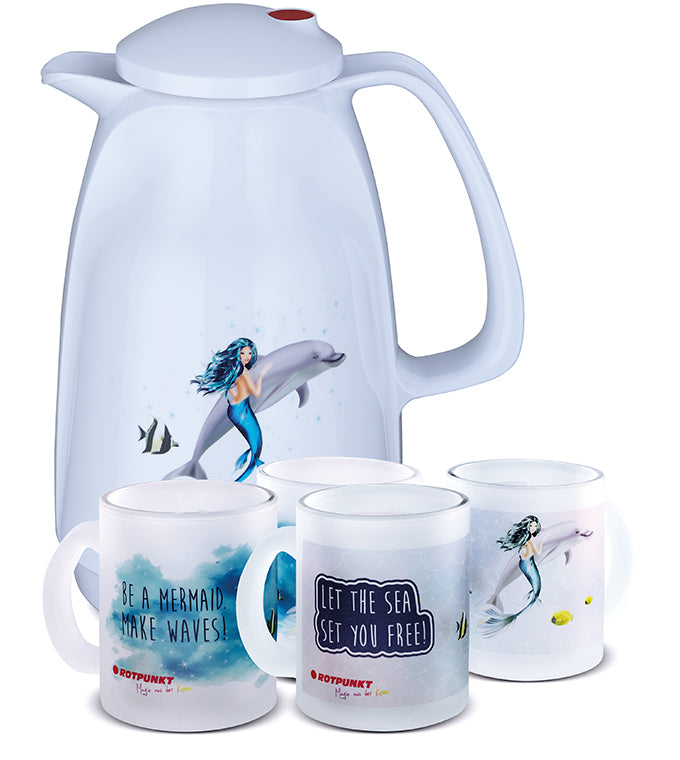 Meerjungfrau-Set polar - mit 2 Milchglastassen / Motiv 1 und 4