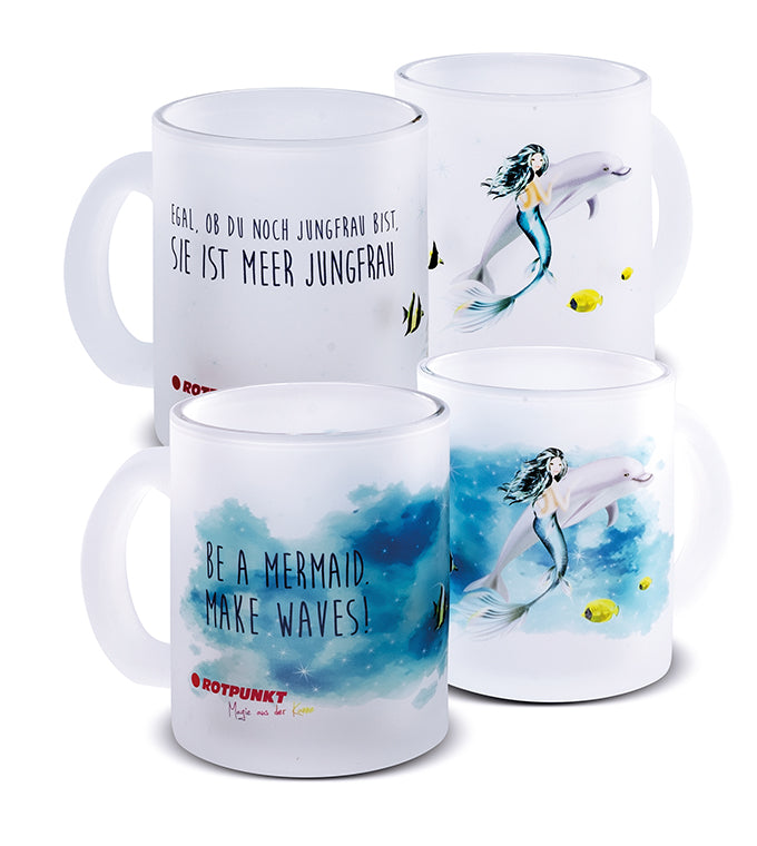 Meerjungfrau-Tassen - 2x Milchglas / Motiv 1 und 2